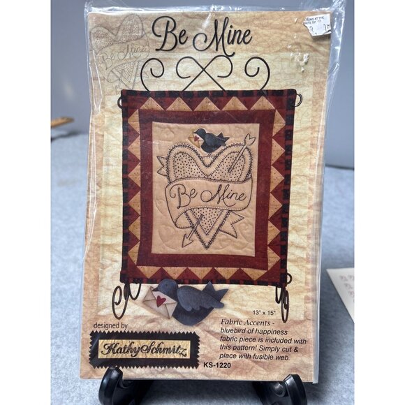 Be Mine Quilt Pattern by Kathy Schmitz 13" x 15" Includes Fabric Accents Bluebir - Picture 1 of 4